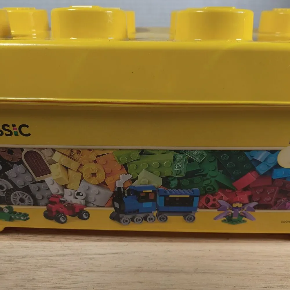 LEGO Storage Brick Container Yellow 8 Stud Hard Plastic LEGOS 6 inch lot of 3
